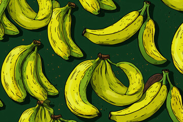 a bunch of bananas on a green background