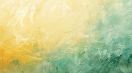 Obraz premium Feather-like brushstrokes and pastel hues with golden-seafoam gradient in abstract wallpaper