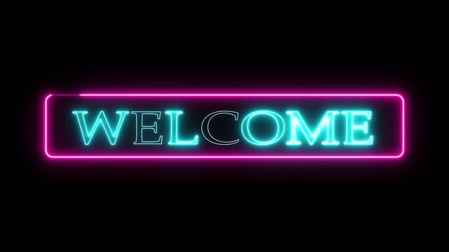 Welcome Neon word Text Animation