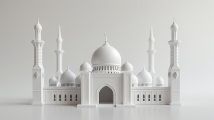 Obraz premium Miniature Mosque Model with Dual Domes and Design Space