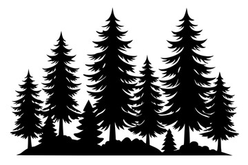 Obraz premium Fir trees silhouettes, Pine tree silhouettes vector, Vintage trees and forest silhouettes