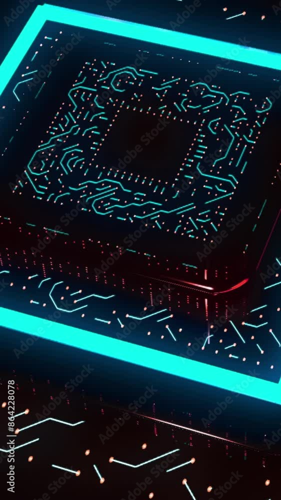 Poster advanced technology concept. design. visualization of a microchip created by artificial intelligence