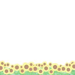 ひまわり畑と青空の風景スクエアフレーム⭐︎PNG