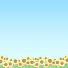 ひまわり畑と青空の風景スクエアフレーム⭐︎