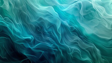 Obraz premium Liquid-like textures teal to aqua gradient shimmering highlights ethereal background