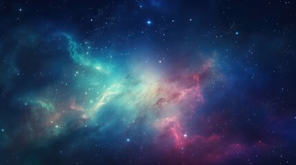 Naklejka premium Colorful Space Nebula Against a Starry Night Sky. Cosmic Galaxy Cloud and Nebula in the Night Cosmos