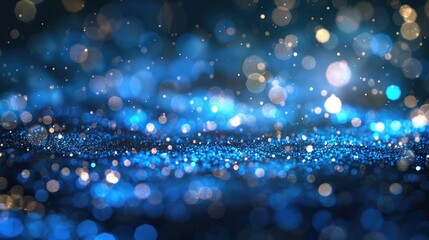 Back Lit Blue Background. Abstract Bokeh Christmas Magic Light 3D Rendering