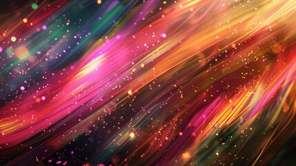 Fototapeta premium Luminous background with soft rainbow brushstrokes and glowing particles