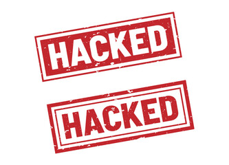 Hacked stamp sign red rectangle grunge style © medelwardi