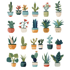 plant flower leaf pot set 03 - sima