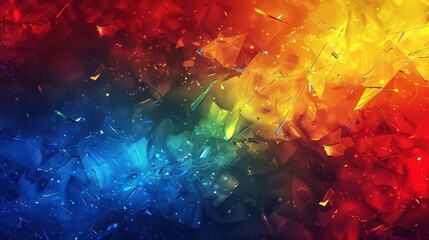 Dynamic wallpaper with shattered glass patterns in rainbow hues and neon highlights