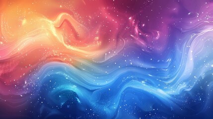 Ethereal background with sweeping strokes inspired by calligraphy in rainbow shades