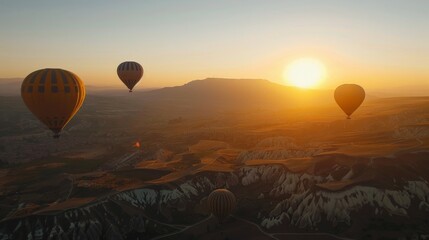 Obraz premium Hot air balloons flying over Cappadocia at sunrise
