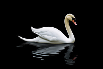 Obraz premium a white swan swimming in water