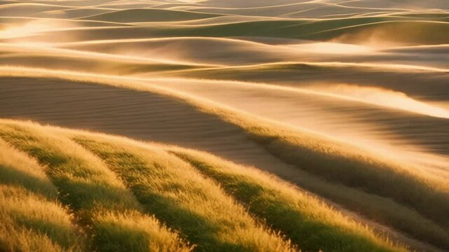 In the tranquil setting of Lethbridge, Alberta, Canada, the Timothy agricultural crop gracefully dances in the wind as the sun bids farewell, casting a mesmerizing sight.
