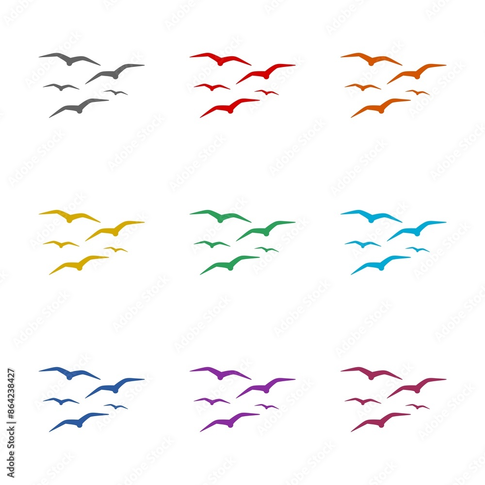 Sticker Seagull icon isolated on white background. Set icons colorful