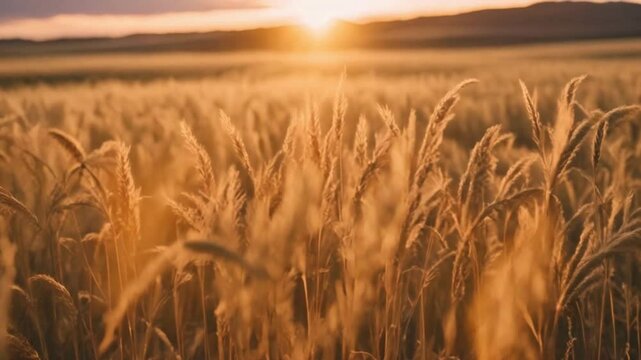  In the idyllic landscape of Lethbridge, Alberta, Canada, the Timothy agricultural crop gently sways in the wind as the sun sets, lending an enchanting ambiance to the surroundings.
