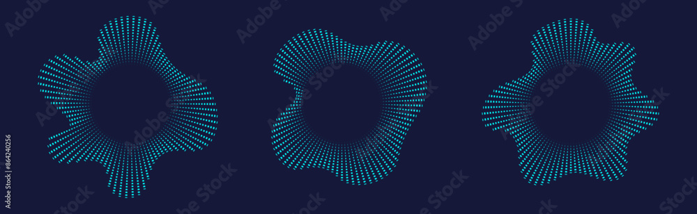 Poster Equalizers vector icon design set. Music symbol, Circular sound waves circles. Radial spectrum
