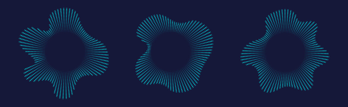 Equalizers vector icon design set. Music symbol, Circular sound waves circles. Radial spectrum