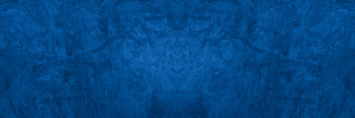 Old wall pattern texture cement blue dark abstract  blue color design are light with black gradient background.