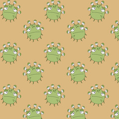 Obraz premium A pattern of cute green monsters for kids