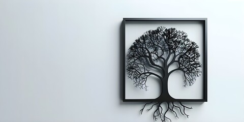 3D family tree photo frames on white background symbolizing family genetics. Concept Family Tree, 3D Photo Frames, White Background, Genetics symbol, Family History