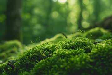 Closeup on moss in forest