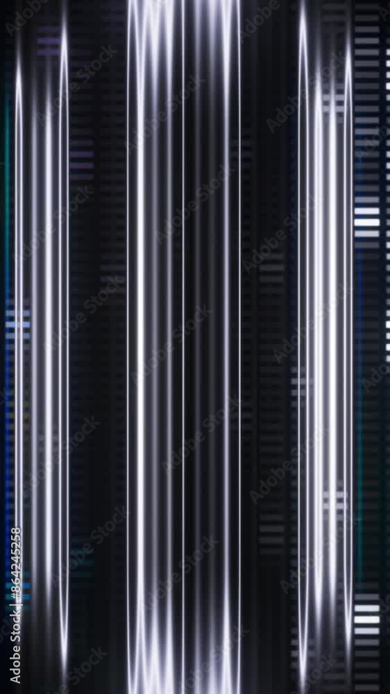 Poster moving vertical stripes and and small rows of squares transmitting digital data. motion. high tech b