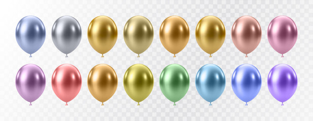 Luxury realistic balloons set. 3D glossy helium balloons