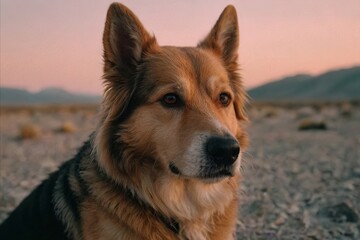 Dog in modern analog photography style