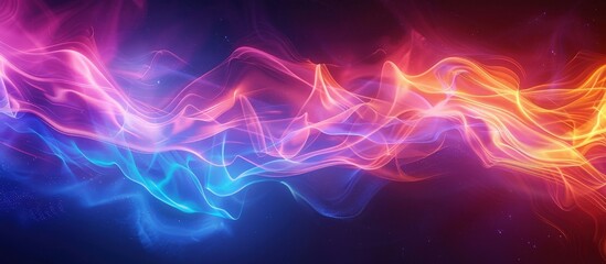 Obraz premium Vibrant abstract light waves in motion against a dark background, showcasing dynamic and colorful digital art.