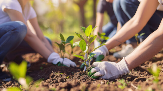 personnes en train de replanter des arbres pour sauver la foret