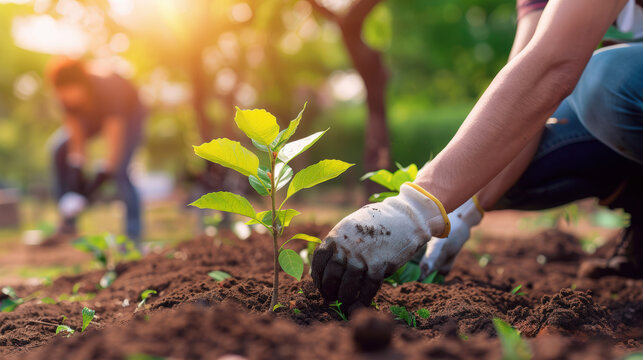 personnes en train de replanter des arbres pour sauver la foret