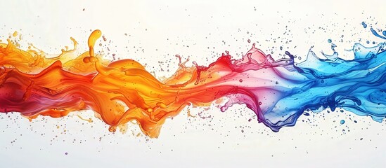 Obraz premium Dynamic and colorful abstract paint splash in vibrant red, orange, and blue hues against a clean white background.