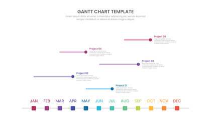 Gantt chart timeline 12 months infographic template design
