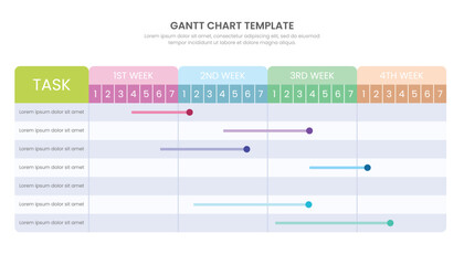 Gantt chart timeline 1 months infographic template design