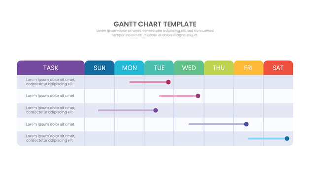 Gantt chart timeline 1 weeks infographic template design