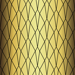 Art Deco Wallpaper. Black and gold seamless pattern in roaring twenties style. Line art deco background for interior design. Elegant art deco type