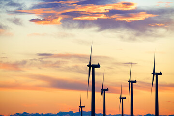 Obraz premium Wind turbine generators for clean electricity production