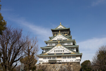 The osaka castle in the big castle and most famous in osaka japan