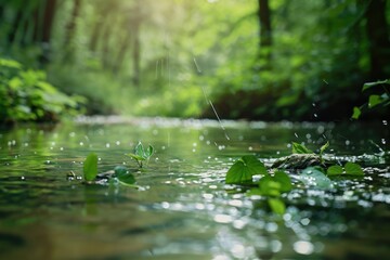 Fototapeta premium blurred image of natural background from water and plants