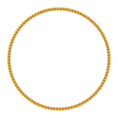 Gold twisted rope circle frame. Round rope border.