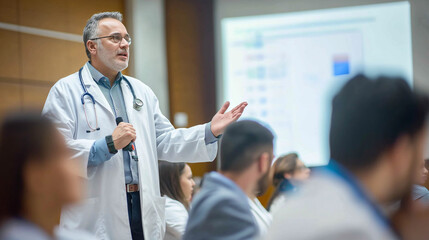 Doctor conference audience, Presentation education lecture in hospital, Group of doctor are meeting in hospital.