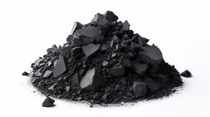 Obraz premium Photos of Black Quartz sand pile isolated on white background.