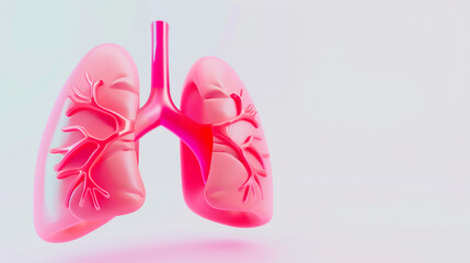 Simple 3D cartoon icons of lungs performing deep breathing exercises, symbolizing respiratory health, set against a clean, white backdrop.

