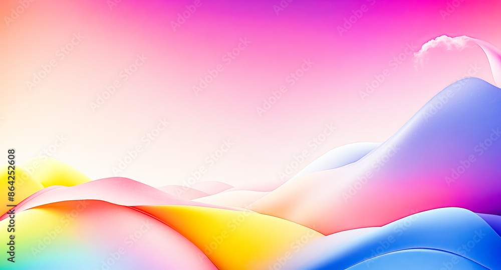 Aufkleber abstract colorful gradient background with curved shapes and soft light