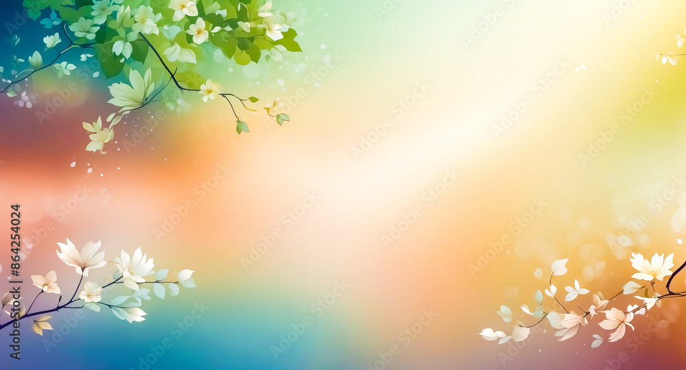 Poster abstract floral background with soft bokeh