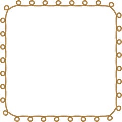 Square rope frame isolated on white background. Twisted cord.