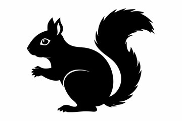 Squirrel black silhouette vector, sitting squirrel black silhouette Illustration, isolated black silhouette of a Squirrel collection, Squirrel Vector