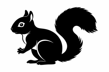 Squirrel black silhouette vector, sitting squirrel black silhouette Illustration, isolated black silhouette of a Squirrel collection, Squirrel Vector